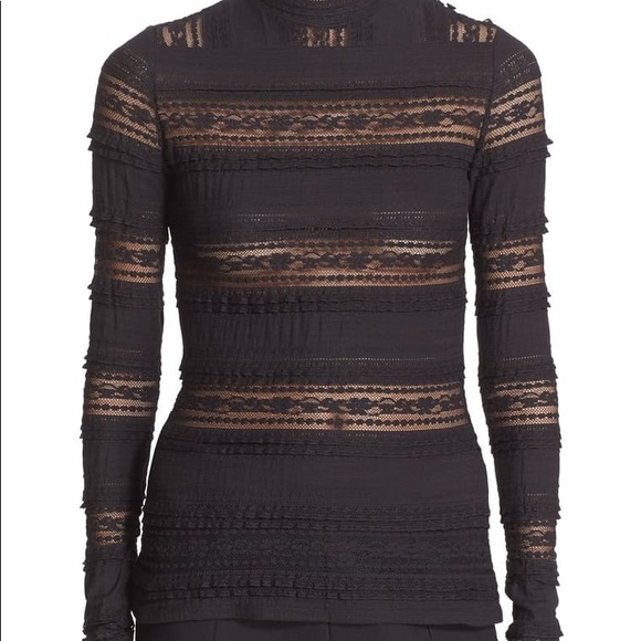 cinq a sept Tops - Cinq a sept lace sheer  long sleeve